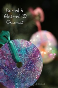 Painted Glittered CD Ornament