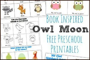 Owl Moon Inspired Preschool Printables