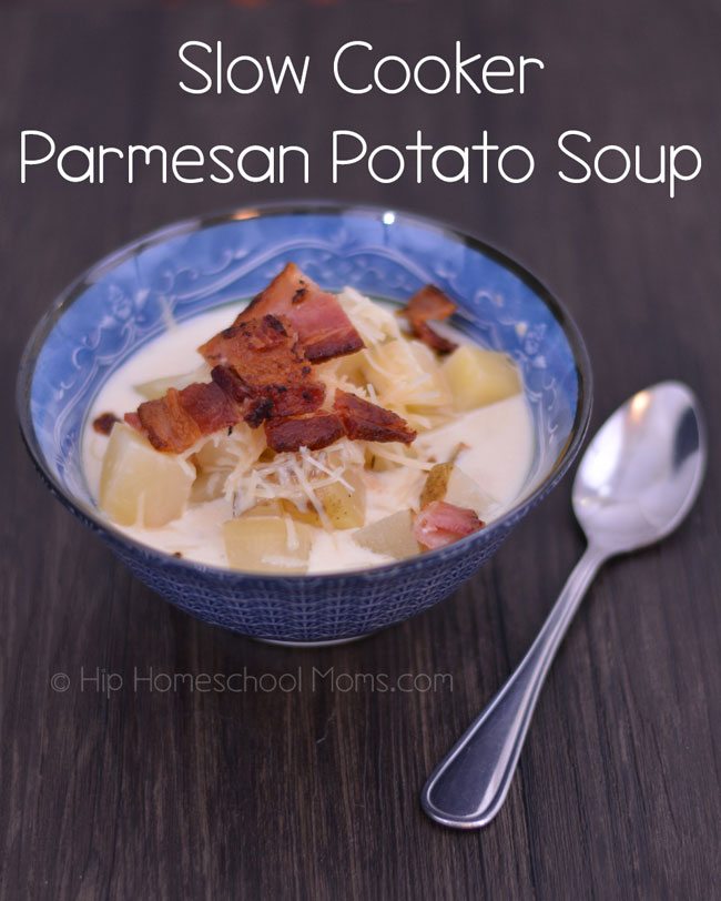 Slow Cooker Parmesan Potato Soup from Constance Smith at Hip Homeschool Moms