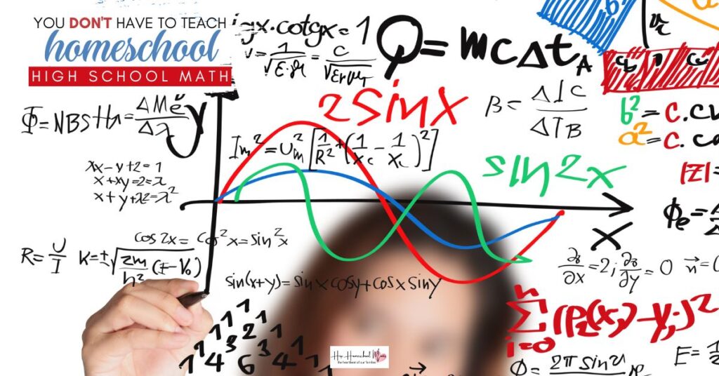 high school math - whiteboard of math problems with faded person in background