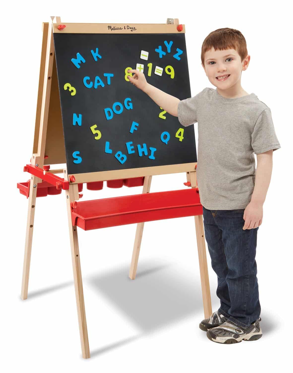 DEAL ALERT: Melissa & Doug Deluxe Magnetic Standing Art Easel With Chalkboard Dry-Erase Board and 39 Letter and Number Magnets 43% off