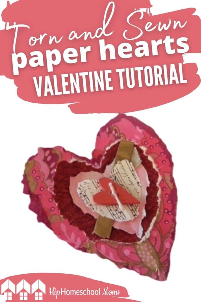 It’s very easy to make these beautiful Torn & Sewn Paper Heart Valentines. It is the perfect project to introduce sewing stitches #Valentine #PaperHeart #Craft