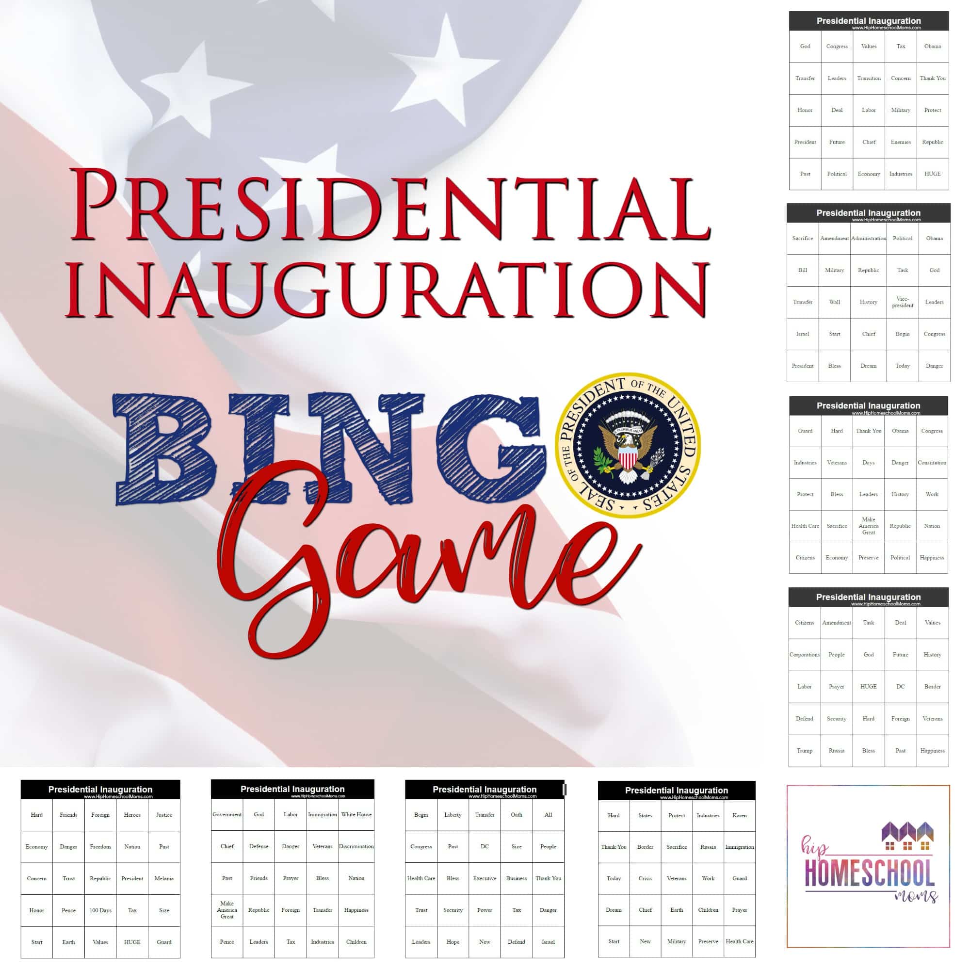 Presidential Inauguration Bingo Game Printable
