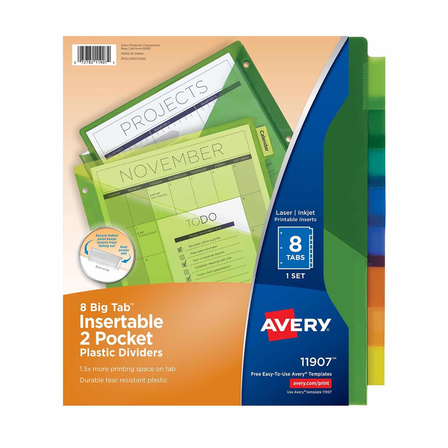 LIGHTNING DEAL ALERT! Avery Big Tab Insertable Two-Pocket Plastic Dividers, 8 Multicolor Tabs, 1 Set – 50% off! $1.75