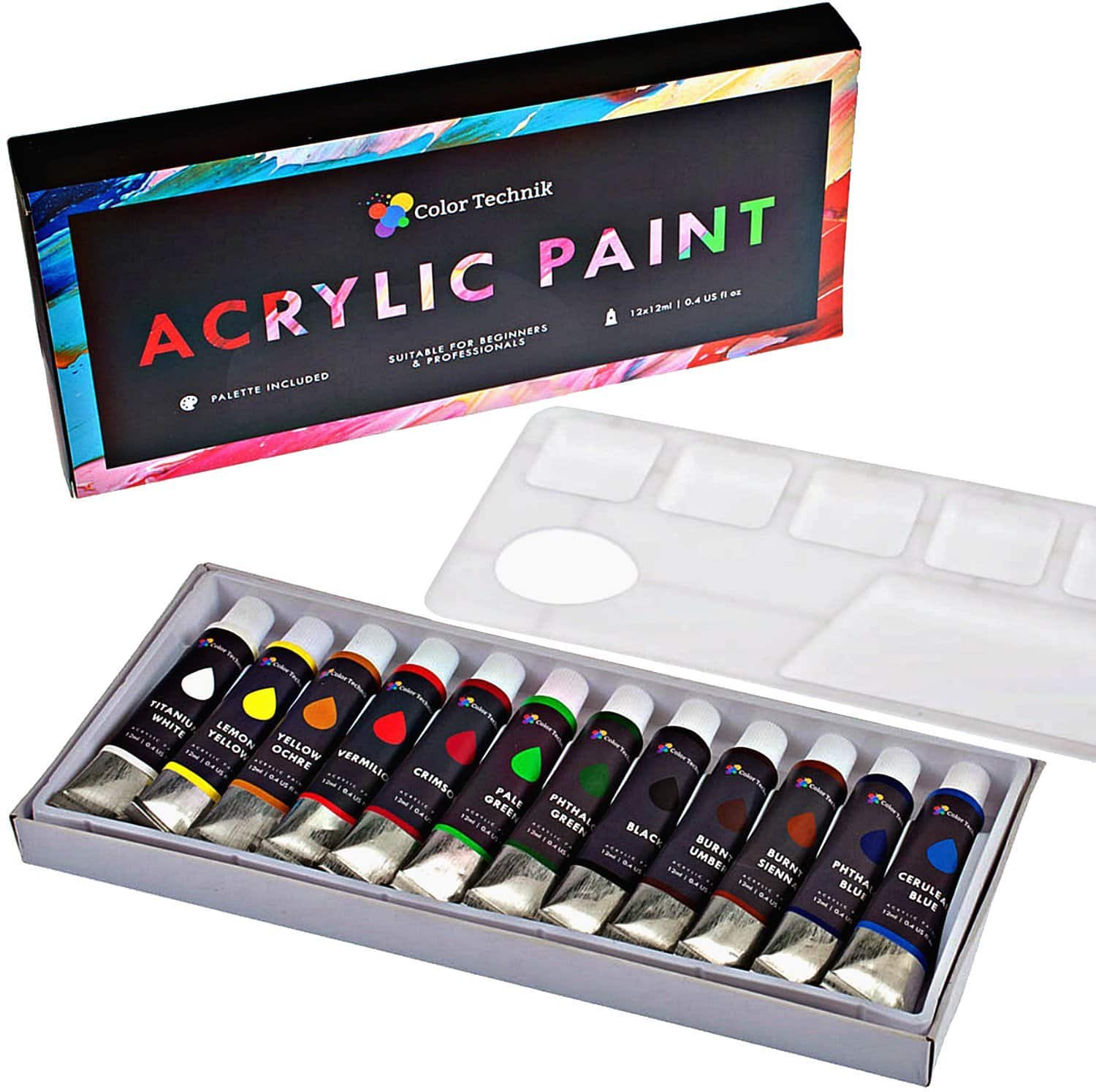 LIGHTNING DEAL ALERT! Acrylic Paint Set Palette Included 12 Tubes – 79% off
