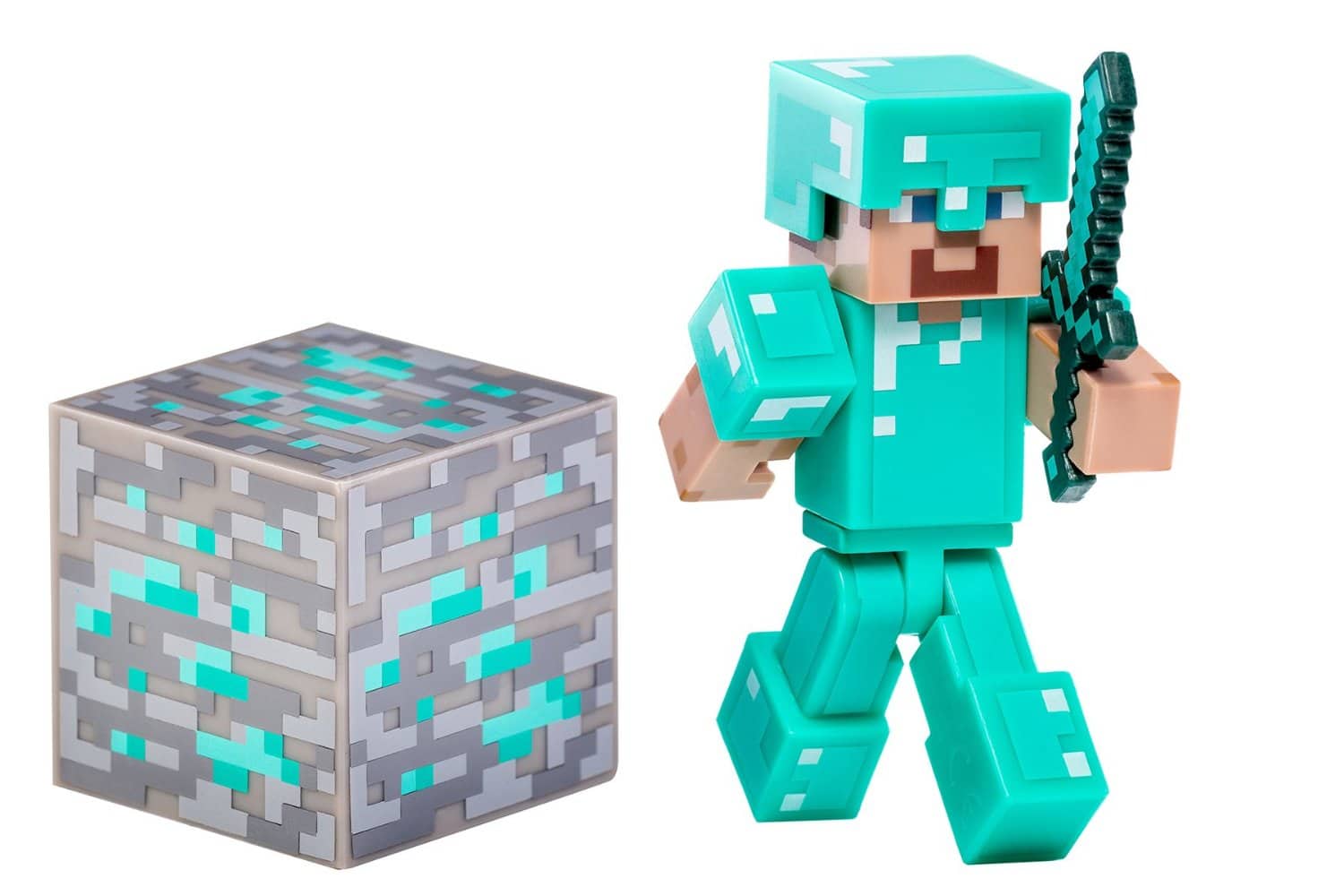 LIGHTNING DEAL ALERT! Minecraft Diamond Steve Action Figure – $4.38