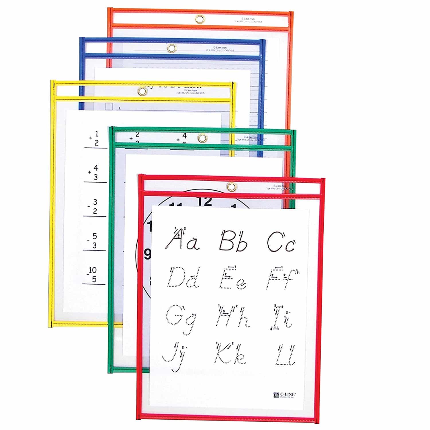 LIGHTNING DEAL ALERT! Reusable Dry Erase Pockets, 9 x 12 Inches, Assorted Primary Colors, 5 Pockets per Pack – 40% off!