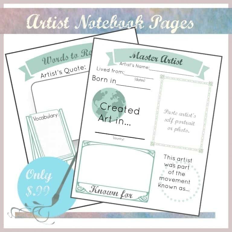 Artist Notebook Pages - Hip Homeschool Moms