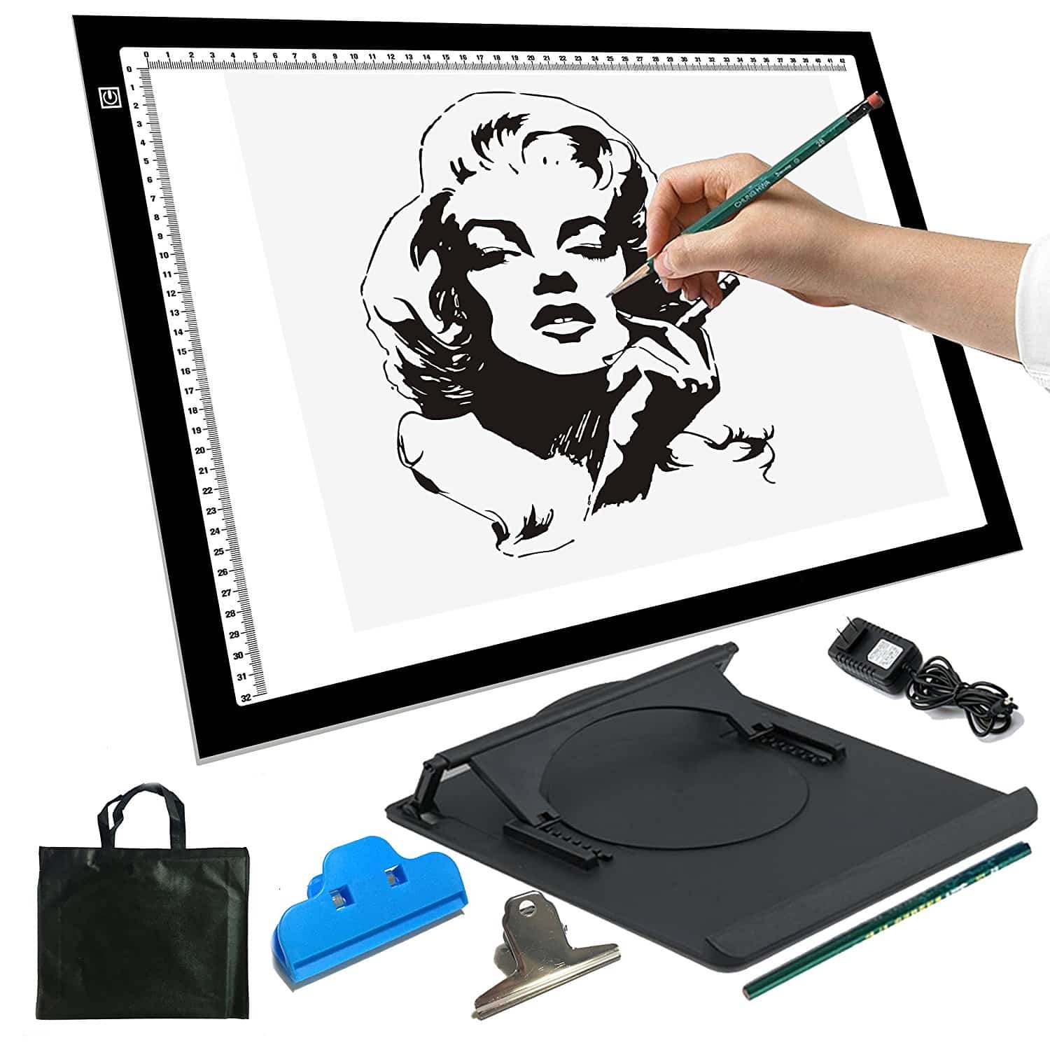 LIGHTNING DEAL ALERT! Missyee LED Artist Stencil Board Tattoo Drawing Tracing Table Display Light Box Pad(A3 DC) 70% off