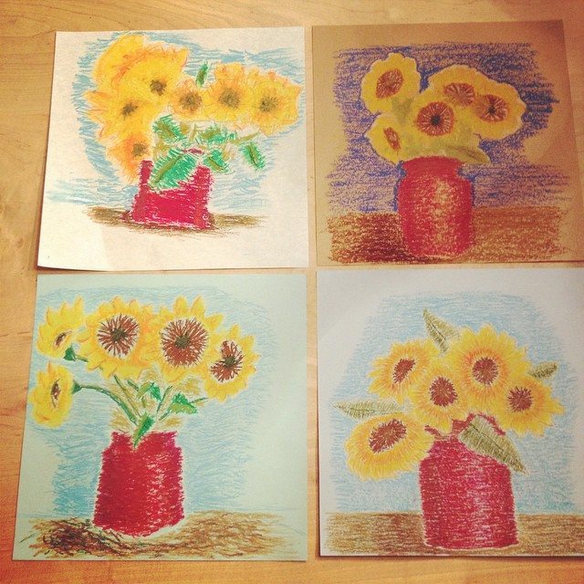 drawn sunflowers