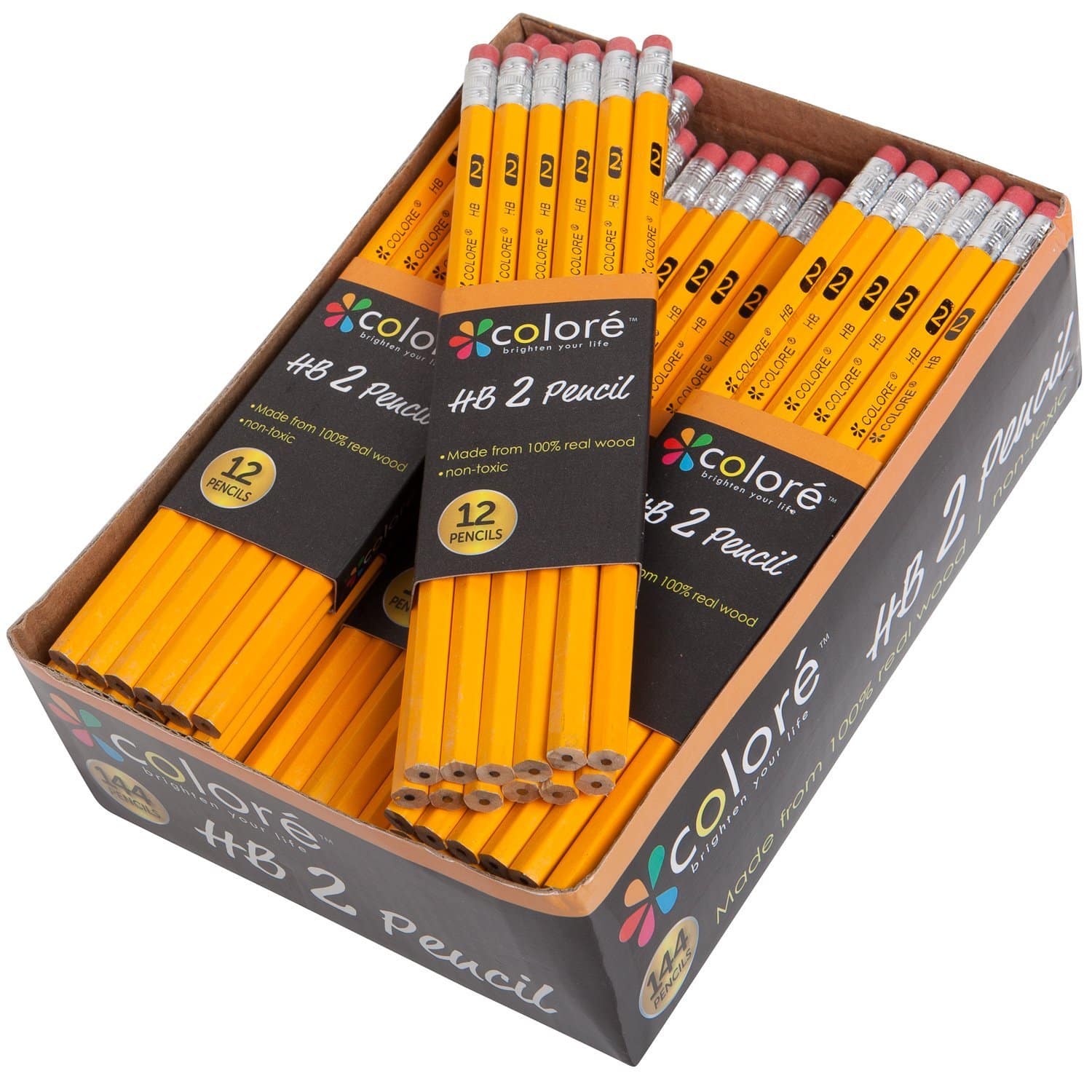 DEAL ALERT: Colore HB 2 Pencils with Eraser (144-Piece) – 52%