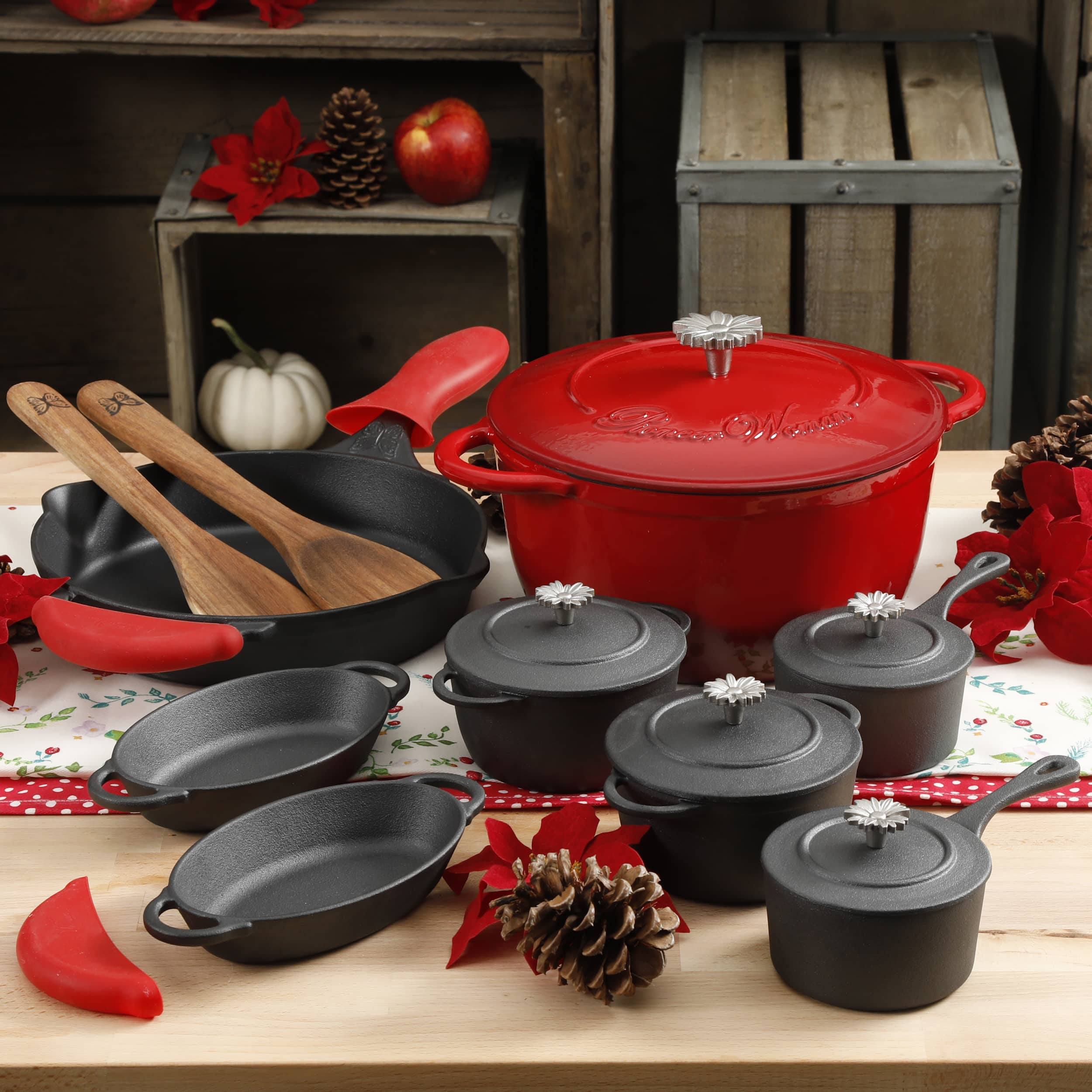 DEAL ALERT: The Pioneer Woman Timeless 18-Piece Red Cast Iron Essential Set – 53%