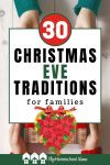 Some favorite Christmas Eve traditions for families as shared in the Hip Homeschool Moms community. Includes traditions, foods, movies, and books.