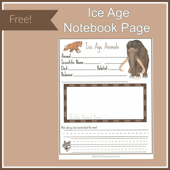 Ice Age Animal Notebook Page