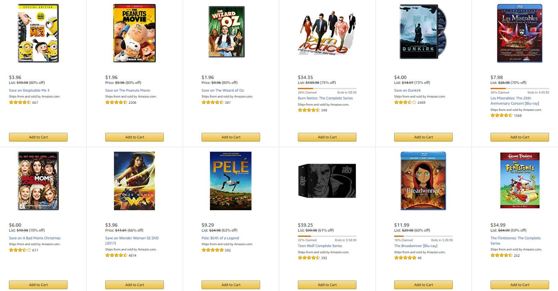 DEAL ALERT: Movies up to 80% off! Despicable Me 3, Peanuts Movie, Wonder Woman SE and more!