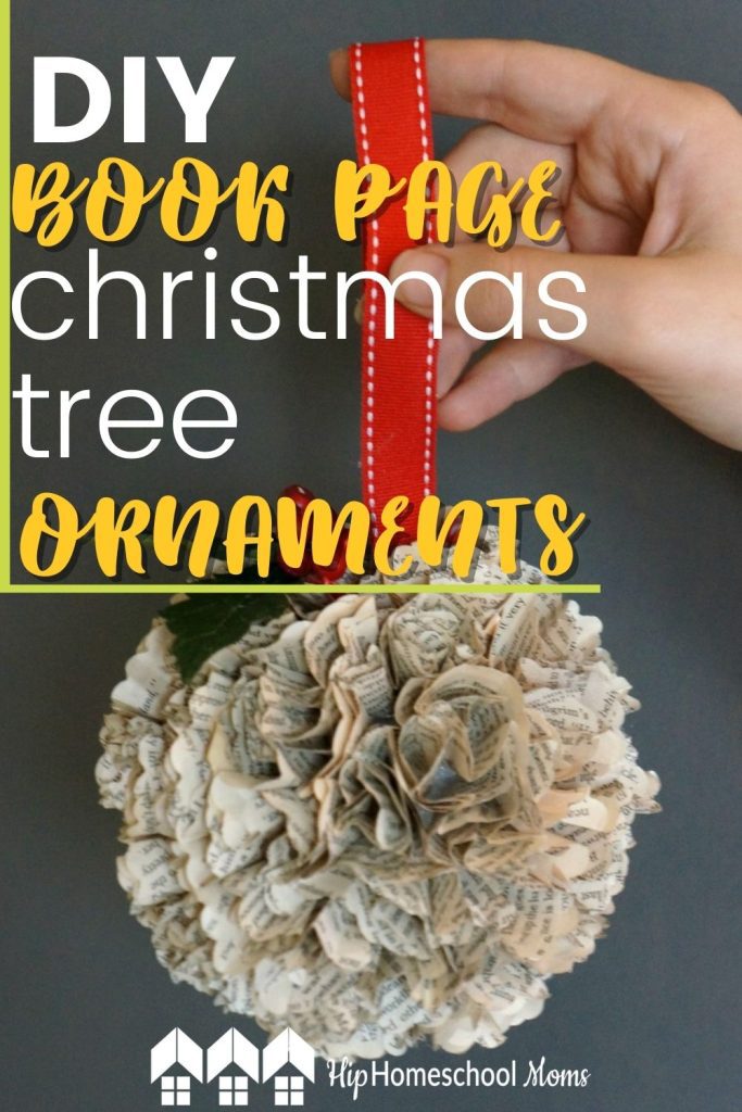 Use old books to make these Book Page Christmas Tree Ornaments. You only need a few simple supplies including some old books.