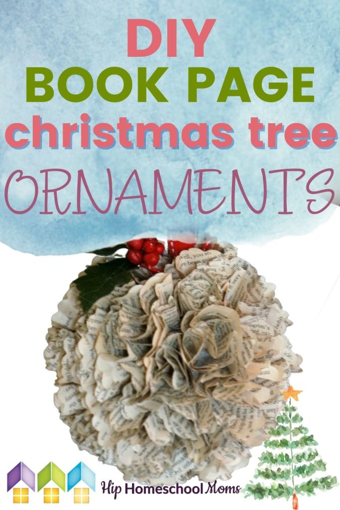 Use old books to make these Book Page Christmas Tree Ornaments. You only need a few simple supplies including some old books.
