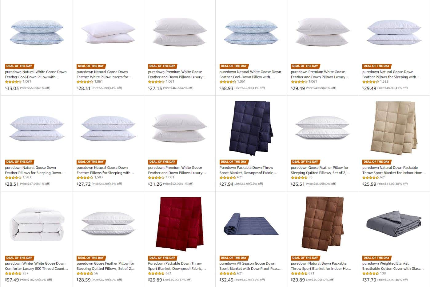 DEAL ALERT: Down Products: Pillows, Blankets and Weighted Blankets up to 47% off!