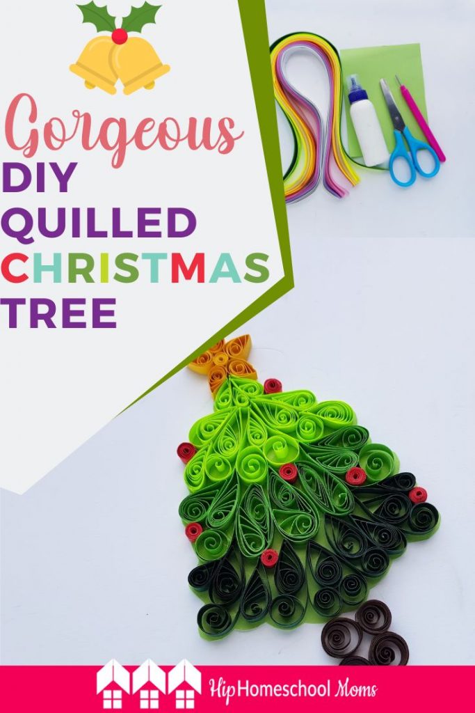 With this DIY Quilled Christmas Tree, you and your children will create gorgeous paper trees to spruce up your home or give away for Christmas!