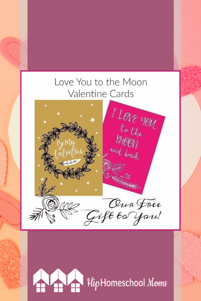 Love You to the Moon- Free Printable Valentines. You will L-O-V-E love these free printable valentine cards! There are 12 large cards in this digital PDF download. You can use them for family and friends alike. #Printable #Valentine #Homeschool