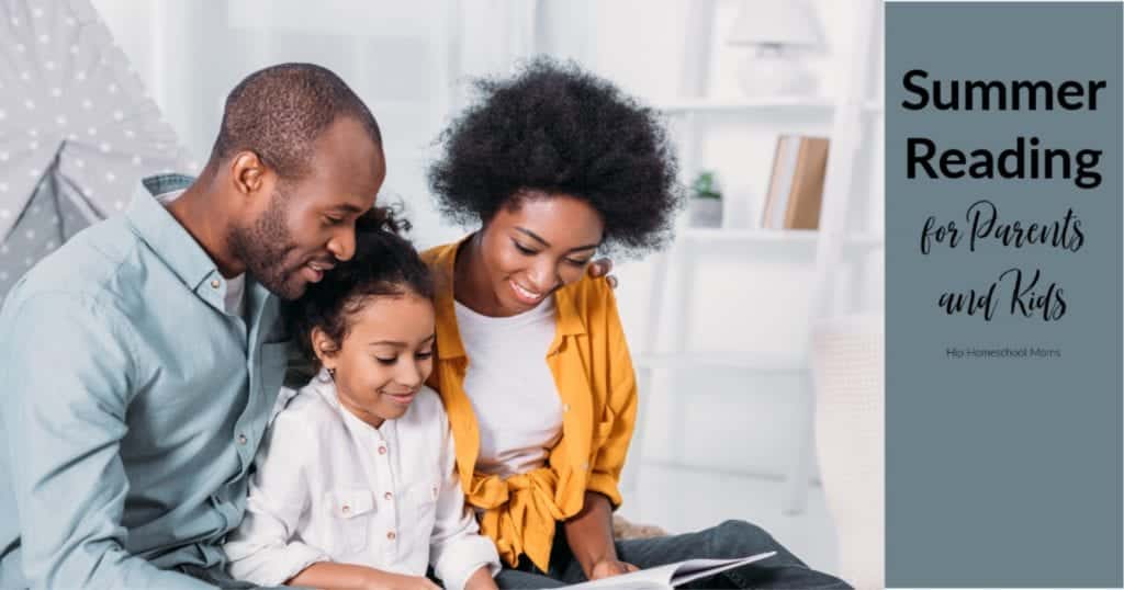 family reading book together