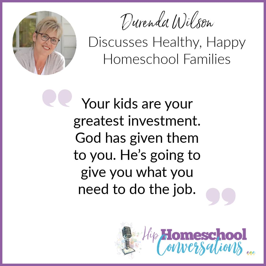 Join us to hear about Durenda’s belief in being the expert on your own children, her emphasis on flexible routines, and how fostering strong sibling relationships can all improve the homeschooling family life and, in fact, the culture around us.
