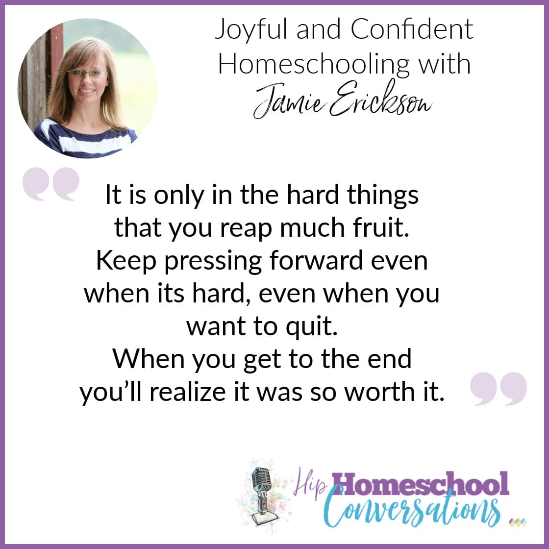 In today’s podcast, Trish interviews Jamie Erickson, mom of five, self-proclaimed unlikely homeschooler, and author of Homeschool Bravely. Check out how to do Joyful and Confident Homeschooling with Jamie Erickson.