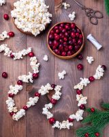 Christmas activities - popcorn and cranberry garland