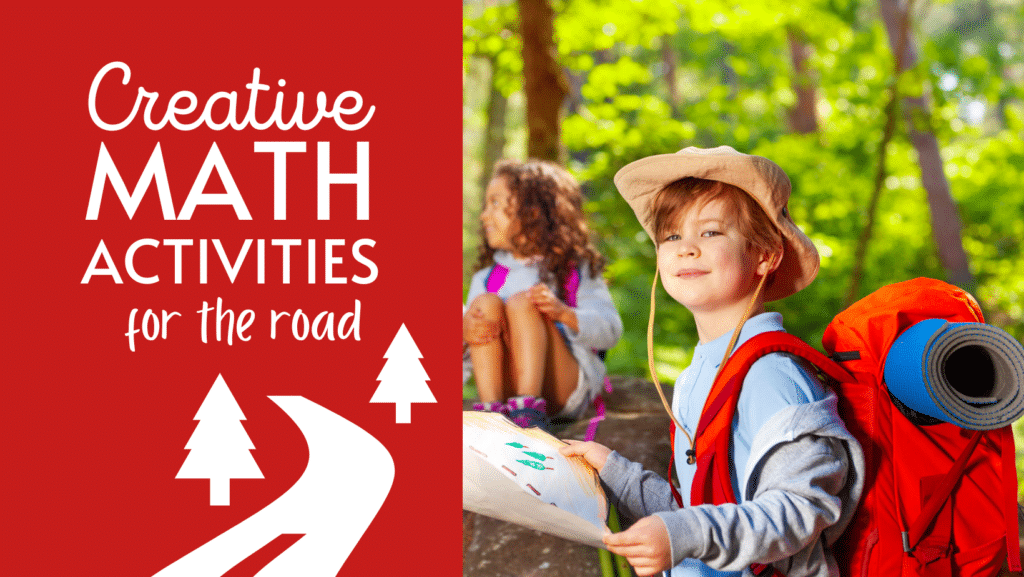 math activities for the road - boy with map and hiking gear outdoors
