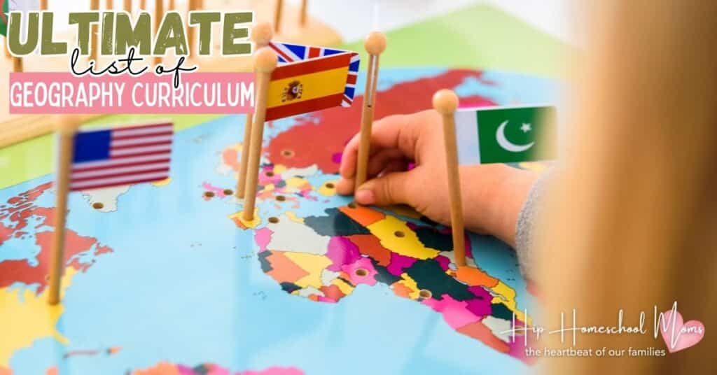 Ultimate List of Geography Curriculum - child putting flags on puzzle